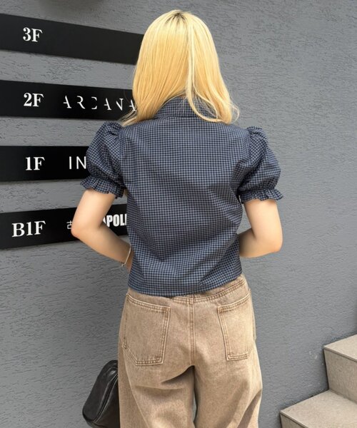 continuer de NICE CLAUP(コンティニューデナイスクラップ)の「ナポレオン風パフブラウス(シャツ/ブラウス・レディース・ブラック/チェック/カーキ・FREE)」の17枚目の写真