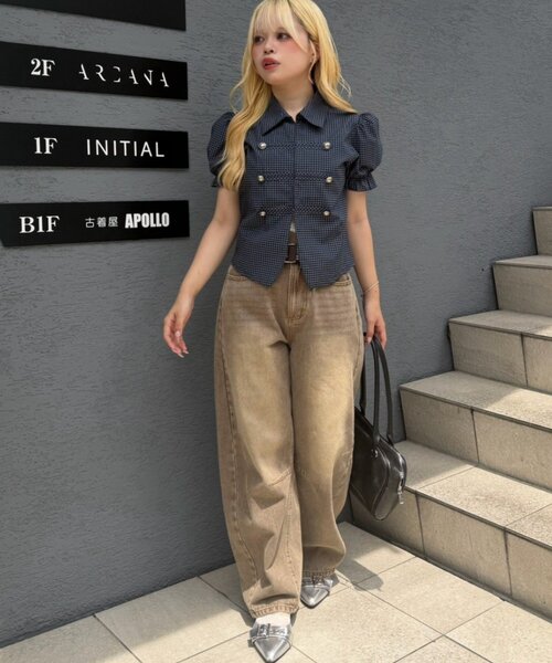 continuer de NICE CLAUP(コンティニューデナイスクラップ)の「ナポレオン風パフブラウス(シャツ/ブラウス・レディース・ブラック/チェック/カーキ・FREE)」の18枚目の写真