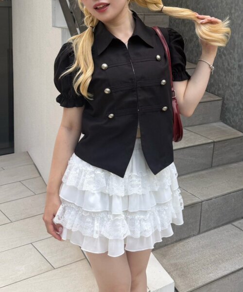 continuer de NICE CLAUP(コンティニューデナイスクラップ)の「ナポレオン風パフブラウス(シャツ/ブラウス・レディース・ブラック/チェック/カーキ・FREE)」の20枚目の写真