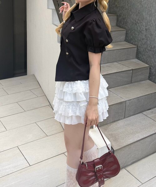 continuer de NICE CLAUP(コンティニューデナイスクラップ)の「ナポレオン風パフブラウス(シャツ/ブラウス・レディース・ブラック/チェック/カーキ・FREE)」の21枚目の写真
