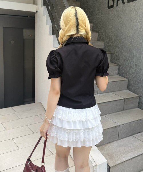 continuer de NICE CLAUP(コンティニューデナイスクラップ)の「ナポレオン風パフブラウス(シャツ/ブラウス・レディース・ブラック/チェック/カーキ・FREE)」の22枚目の写真