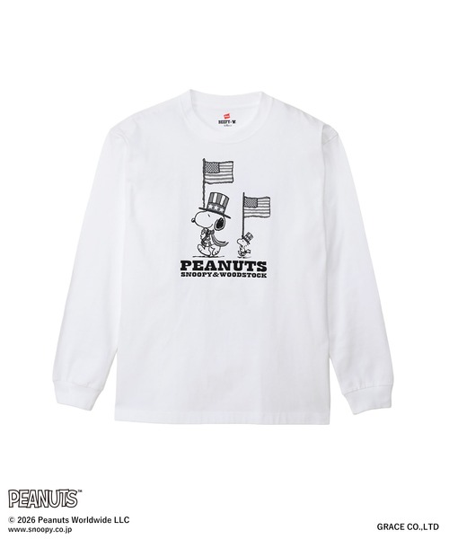 HANES(ヘインズ)の「【Hanes/ヘインズ】メンズ ビーフィー PEANUTS×BEEFY-T ロングスリーブTシャツ(Tシャツ/カットソー・メンズ・ホワイト/ブラック・LARGE/MEDIUM/XX-LARGE/X-LARGE/SMALL)」の2枚目の写真