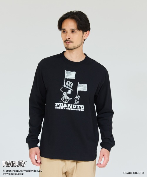 HANES(ヘインズ)の「【Hanes/ヘインズ】メンズ ビーフィー PEANUTS×BEEFY-T ロングスリーブTシャツ(Tシャツ/カットソー・メンズ・ホワイト/ブラック・LARGE/MEDIUM/XX-LARGE/X-LARGE/SMALL)」の1枚目の写真