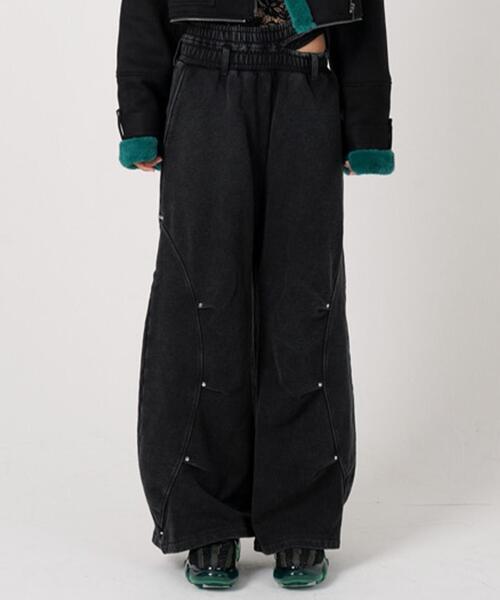 ROYAL FLASH（ロイヤルフラッシュ）の「MITSUKI/ミツキ/EYELET TUCK SWEAT PANTS（スウェットパンツ・レディース・ブラック/グレー・S/M）」の2枚目の写真