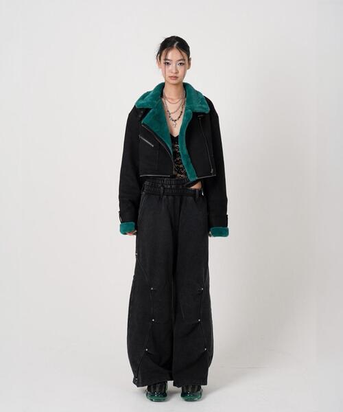 ROYAL FLASH（ロイヤルフラッシュ）の「MITSUKI/ミツキ/EYELET TUCK SWEAT PANTS（スウェットパンツ・レディース・ブラック/グレー・S/M）」の5枚目の写真