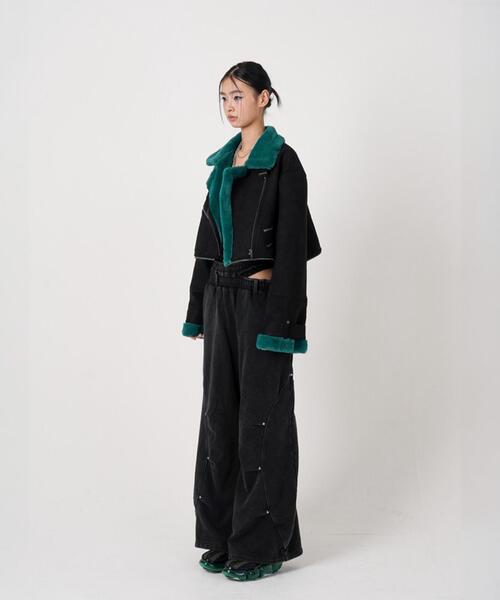 ROYAL FLASH（ロイヤルフラッシュ）の「MITSUKI/ミツキ/EYELET TUCK SWEAT PANTS（スウェットパンツ・レディース・ブラック/グレー・S/M）」の6枚目の写真