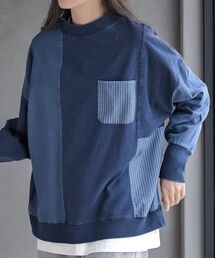 インディゴ裏毛ドルマンプチハイネックプルオーバー
