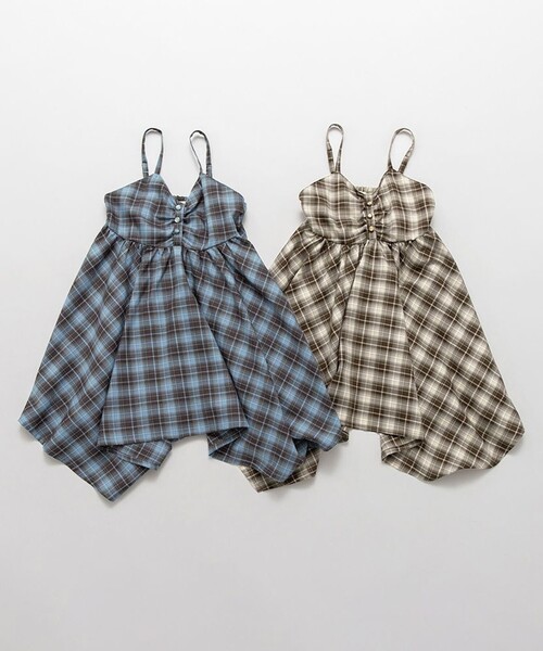 BRANSHES（ブランシェス）の「【プチレディ】イレヘムキャミワンピース（ジャンパースカート・キッズ・ブルー/ブラウン・140/110/150/100/120/130）」の11枚目の写真