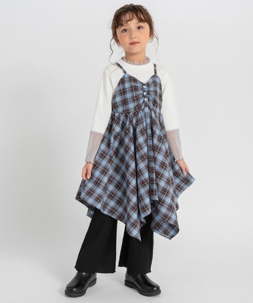 BRANSHES（ブランシェス）の「【プチレディ】イレヘムキャミワンピース（ジャンパースカート・キッズ・ブルー/ブラウン・140/110/150/100/120/130）」の13枚目の写真