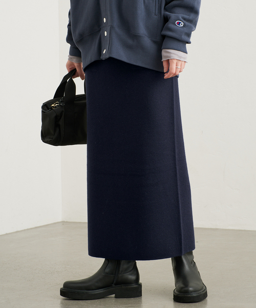 SLOBE IENA(スローブイエナ)の「《WEB限定カラーあり/シリーズあり/》ウォッシャブルスムースニットスカート(スカート・レディース・ブラック/チャコールグレー/ネイビー・FREE)」の3枚目の写真