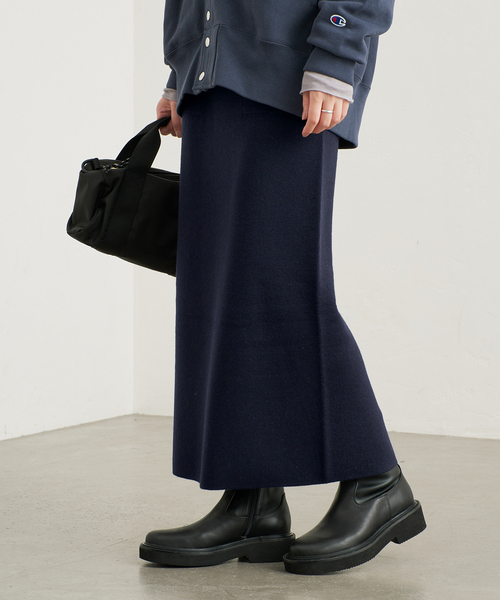 SLOBE IENA(スローブイエナ)の「《WEB限定カラーあり/シリーズあり/》ウォッシャブルスムースニットスカート(スカート・レディース・ブラック/チャコールグレー/ネイビー・FREE)」の12枚目の写真