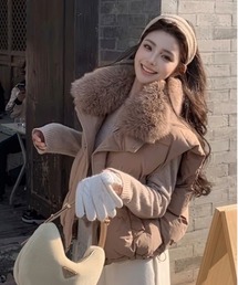 GALLERY BEIGE フェイクファーダウンベストM ダウンベスト（フェイクファー）ファッション通販 - ZOZOTOWN