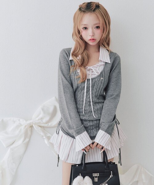 OLIVE des OLIVE(オリーブデオリーブ)の「ニットドッキングワンピ(ワンピース・レディース・チャコールグレー/ブラック/ベージュ・FREE)」の22枚目の写真