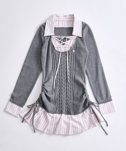 OLIVE des OLIVE(オリーブデオリーブ)の「ニットドッキングワンピ(ワンピース・レディース・チャコールグレー/ブラック/ベージュ・FREE)」の16枚目の写真