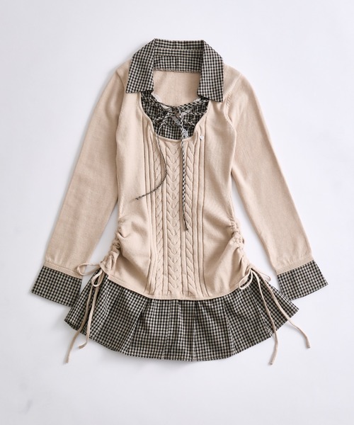 OLIVE des OLIVE(オリーブデオリーブ)の「ニットドッキングワンピ(ワンピース・レディース・チャコールグレー/ブラック/ベージュ・FREE)」の7枚目の写真