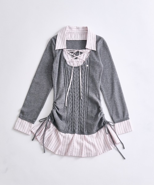 OLIVE des OLIVE(オリーブデオリーブ)の「ニットドッキングワンピ(ワンピース・レディース・チャコールグレー/ブラック/ベージュ・FREE)」の9枚目の写真