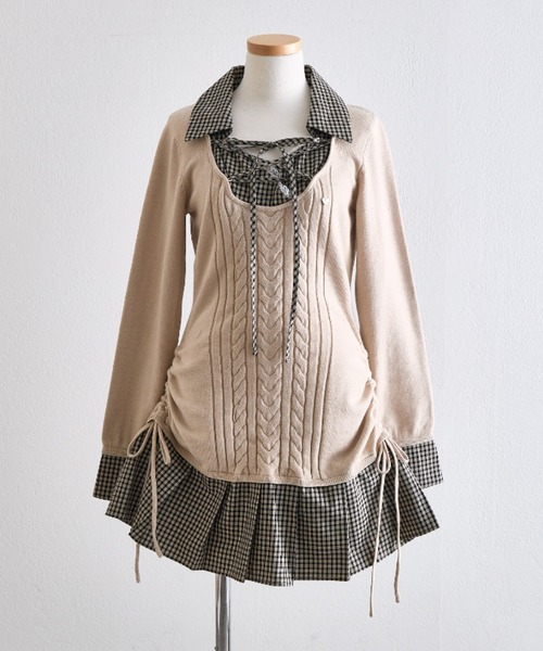 OLIVE des OLIVE(オリーブデオリーブ)の「ニットドッキングワンピ(ワンピース・レディース・チャコールグレー/ブラック/ベージュ・FREE)」の8枚目の写真