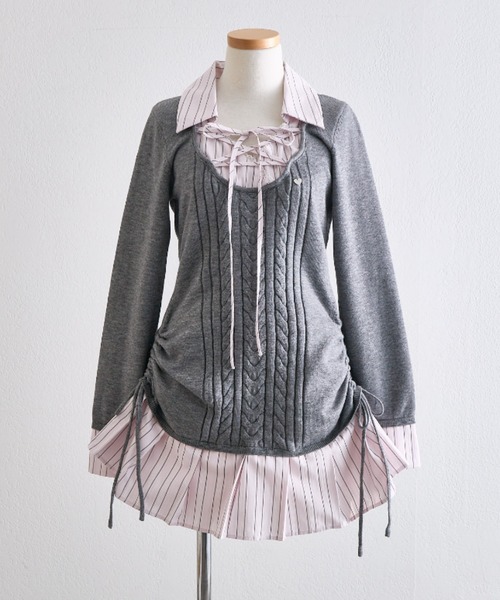 OLIVE des OLIVE(オリーブデオリーブ)の「ニットドッキングワンピ(ワンピース・レディース・チャコールグレー/ブラック/ベージュ・FREE)」の10枚目の写真