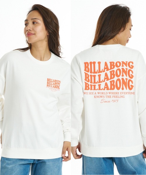 BILLABONG(ビラボン)の「BILLABONG ウィメンズ WAVE LOGO LIGHT CREW トレーナー 【BOY FIT】【2026年秋冬モデル】/ビラボンバックプリントスウェット(スウェット・レディース・ピンク系その他/ブラック/オフホワイト・LARGE/MEDIUM)」の1枚目の写真