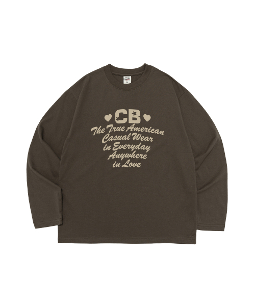 CARGOBROS FOR WOMAN(カーゴブロスフォーウィメン)の「アメリカンラブレタリングロングスリーブTシャツ(カーキ)(Tシャツ/カットソー・レディース・その他・SMALL/MEDIUM/LARGE/X-LARGE)」の1枚目の写真