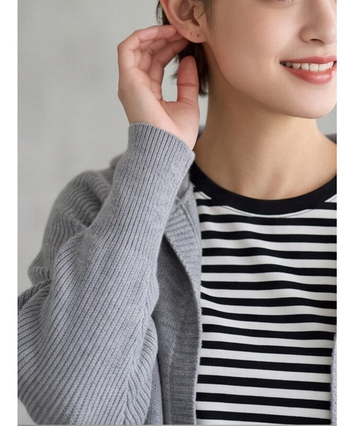 Sew loop（ソーループ）の「フーディショート丈リブニットカーディガン（カーディガン/ボレロ・レディース・ピンク/ベージュ/ブラック/グレー・FREE）」の7枚目の写真