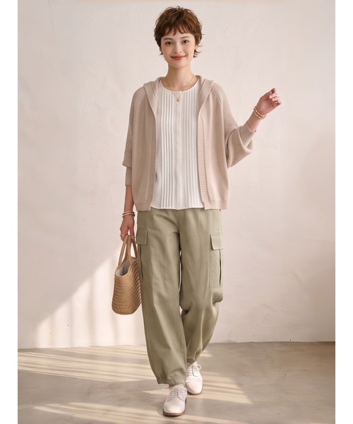 Sew loop（ソーループ）の「フーディショート丈リブニットカーディガン（カーディガン/ボレロ・レディース・ピンク/ベージュ/ブラック/グレー・FREE）」の16枚目の写真