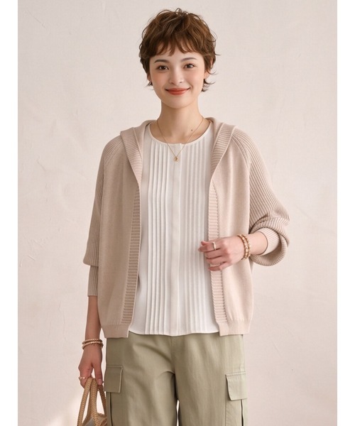 Sew loop（ソーループ）の「フーディショート丈リブニットカーディガン（カーディガン/ボレロ・レディース・ピンク/ベージュ/ブラック/グレー・FREE）」の18枚目の写真