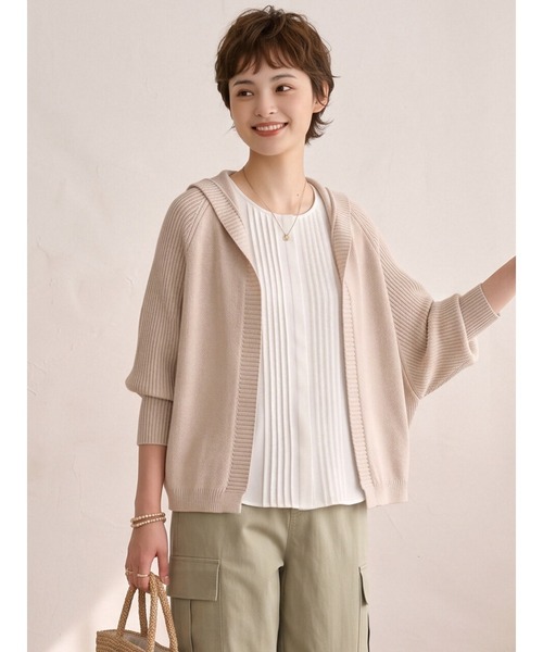 Sew loop（ソーループ）の「フーディショート丈リブニットカーディガン（カーディガン/ボレロ・レディース・ピンク/ベージュ/ブラック/グレー・FREE）」の17枚目の写真