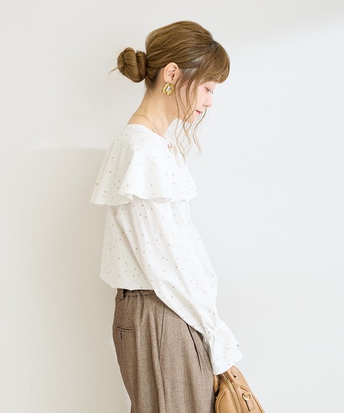 B.C STOCK(ベーセーストック)の「手洗い可 / C/RYドビーSTARプリントブラウス(シャツ/ブラウス・レディース・ブラック/ホワイト・FREE)」の16枚目の写真