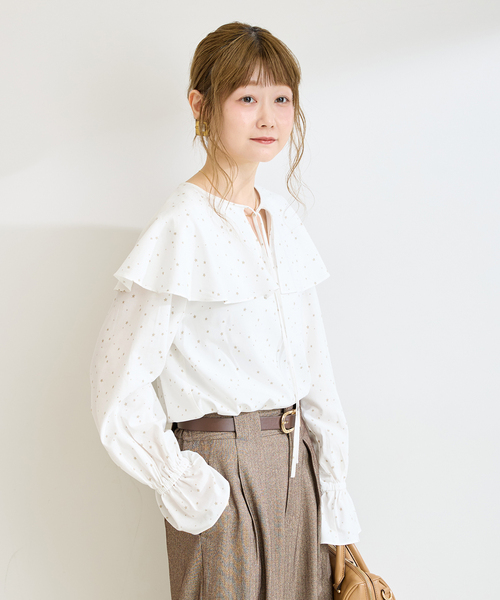 B.C STOCK(ベーセーストック)の「手洗い可 / C/RYドビーSTARプリントブラウス(シャツ/ブラウス・レディース・ブラック/ホワイト・FREE)」の17枚目の写真