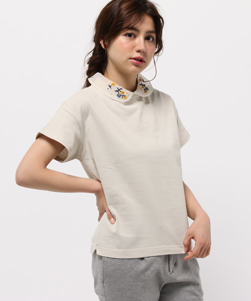 POU DOU DOU（プードゥドゥ）の「オーガンジー花刺繍衿カノコプルオーバー（Tシャツ/カットソー・レディース・オフホワイト/ブラック系その他/グレー系その他・3）」の12枚目の写真
