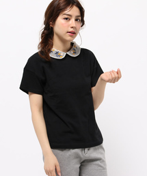 POU DOU DOU | オーガンジー花刺繍衿カノコプルオーバー(Tシャツ/カットソー)