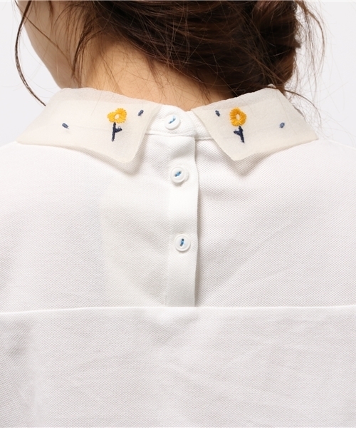 POU DOU DOU（プードゥドゥ）の「オーガンジー花刺繍衿カノコプルオーバー（Tシャツ/カットソー・レディース・オフホワイト/ブラック系その他/グレー系その他・3）」の8枚目の写真