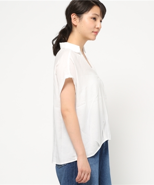 VENCEEXCHANGE（ヴァンスエクスチェンジ）の「スキッパーシャツ（シャツ/ブラウス・レディース・オフホワイト/ダークグリーン/レンガ・MEDIUM）」の5枚目の写真