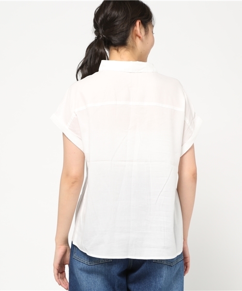 VENCEEXCHANGE（ヴァンスエクスチェンジ）の「スキッパーシャツ（シャツ/ブラウス・レディース・オフホワイト/ダークグリーン/レンガ・MEDIUM）」の6枚目の写真