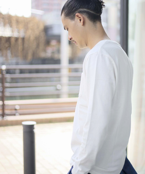 Denime(ドゥニーム)の「無地ロングスリーブTEE(Tシャツ/カットソー・メンズ・キャメル/ホワイト/グレー/ブラック/ネイビー・SMALL/X-LARGE/LARGE/MEDIUM)」の12枚目の写真