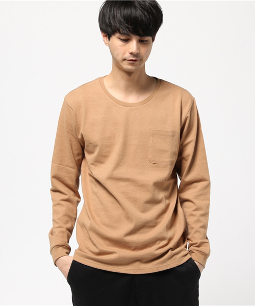 Denime(ドゥニーム)の「無地ロングスリーブTEE(Tシャツ/カットソー・メンズ・キャメル/ホワイト/グレー/ブラック/ネイビー・SMALL/X-LARGE/LARGE/MEDIUM)」の5枚目の写真