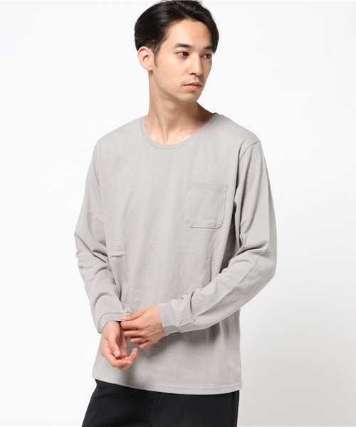 Denime(ドゥニーム)の「無地ロングスリーブTEE(Tシャツ/カットソー・メンズ・キャメル/ホワイト/グレー/ブラック/ネイビー・SMALL/X-LARGE/LARGE/MEDIUM)」の3枚目の写真