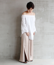【WEB限定】裾スリットドロストワイドパンツ