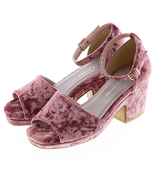 JELLY BEANS（ジェリービーンズ）の「ベロアウエッジサンダル(204-2092)JELLY BEANS(ジェリービーンズ)（サンダル・レディース・ピンク/モカ/ブルー/ブラック・M/L/LL/S）」の4枚目の写真