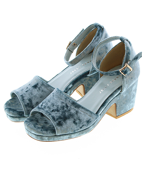 JELLY BEANS（ジェリービーンズ）の「ベロアウエッジサンダル(204-2092)JELLY BEANS(ジェリービーンズ)（サンダル・レディース・ピンク/モカ/ブルー/ブラック・M/L/LL/S）」の3枚目の写真