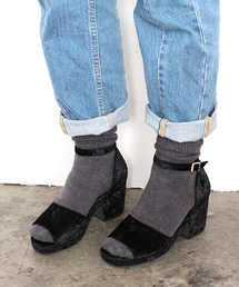 JELLY BEANS | ベロアウエッジサンダル(204-2092)JELLY BEANS(ジェリービーンズ)(サンダル)