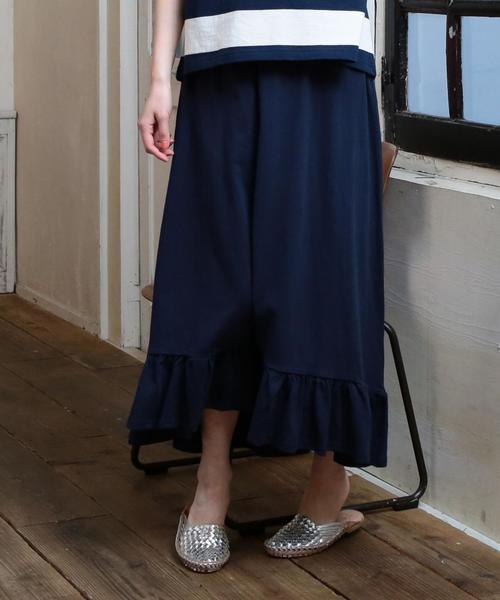 coen（コーエン）の「スラブフリルロングスカート（スカート・レディース・ネイビー/オリーブ・FREE）」の10枚目の写真