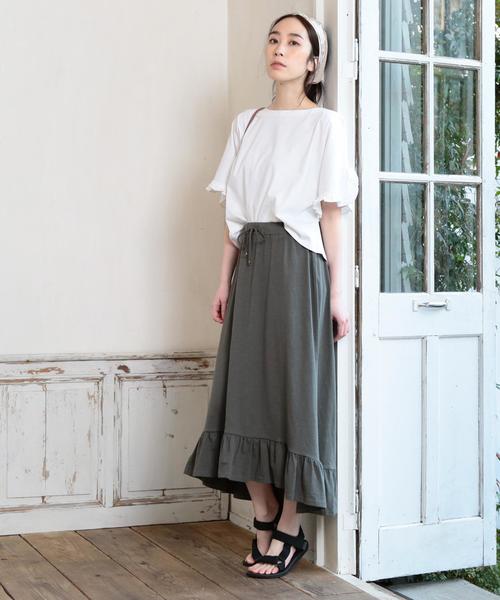 coen（コーエン）の「スラブフリルロングスカート（スカート・レディース・ネイビー/オリーブ・FREE）」の11枚目の写真