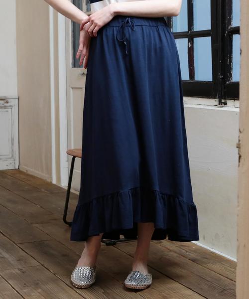 coen（コーエン）の「スラブフリルロングスカート（スカート・レディース・ネイビー/オリーブ・FREE）」の13枚目の写真