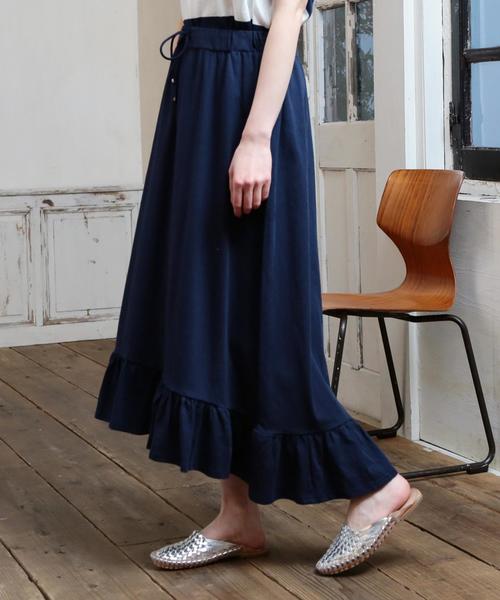 coen（コーエン）の「スラブフリルロングスカート（スカート・レディース・ネイビー/オリーブ・FREE）」の14枚目の写真