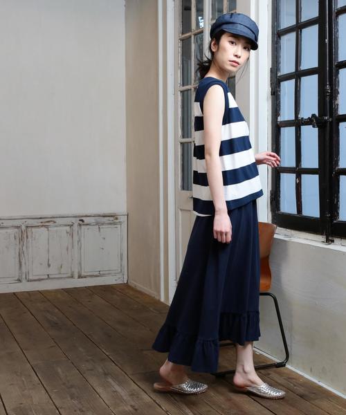 coen（コーエン）の「スラブフリルロングスカート（スカート・レディース・ネイビー/オリーブ・FREE）」の9枚目の写真