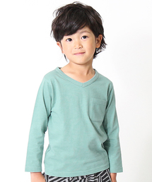 devirock | パックT★Vネック無地長袖Tシャツ(Tシャツ/カットソー)