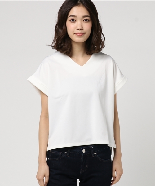 UR'S（ユアーズ）の「Vﾈｯｸｶｯﾄｿｰ（Tシャツ/カットソー・レディース・ホワイト/ブラック・M/S）」の3枚目の写真