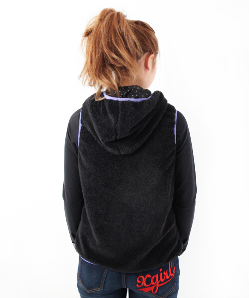 X-girl（エックスガール）の「FLUFFY VEST（ベスト・レディース・ブラック/ベージュ/パープル/ピンク/マルチ・1/2）」の9枚目の写真